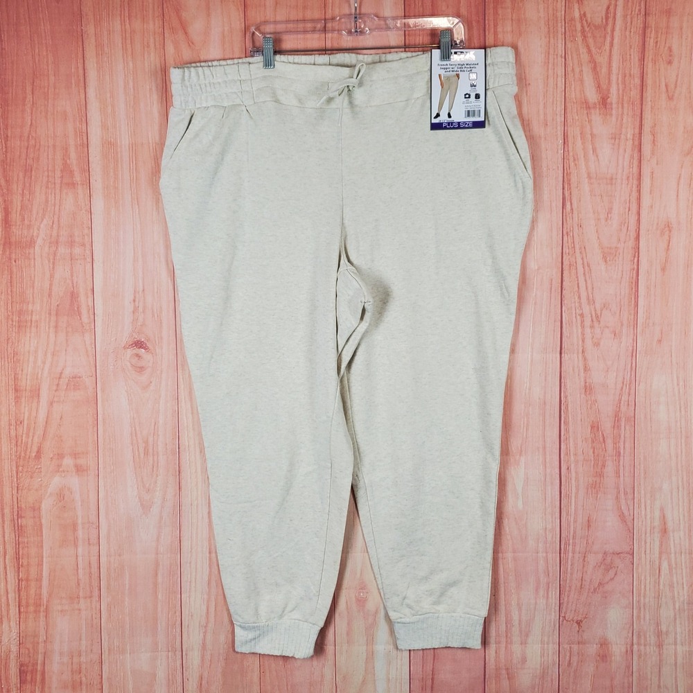 RBX Active French Terry Jogger Pants Womens 3X Ribbed Tapered Sweatpants